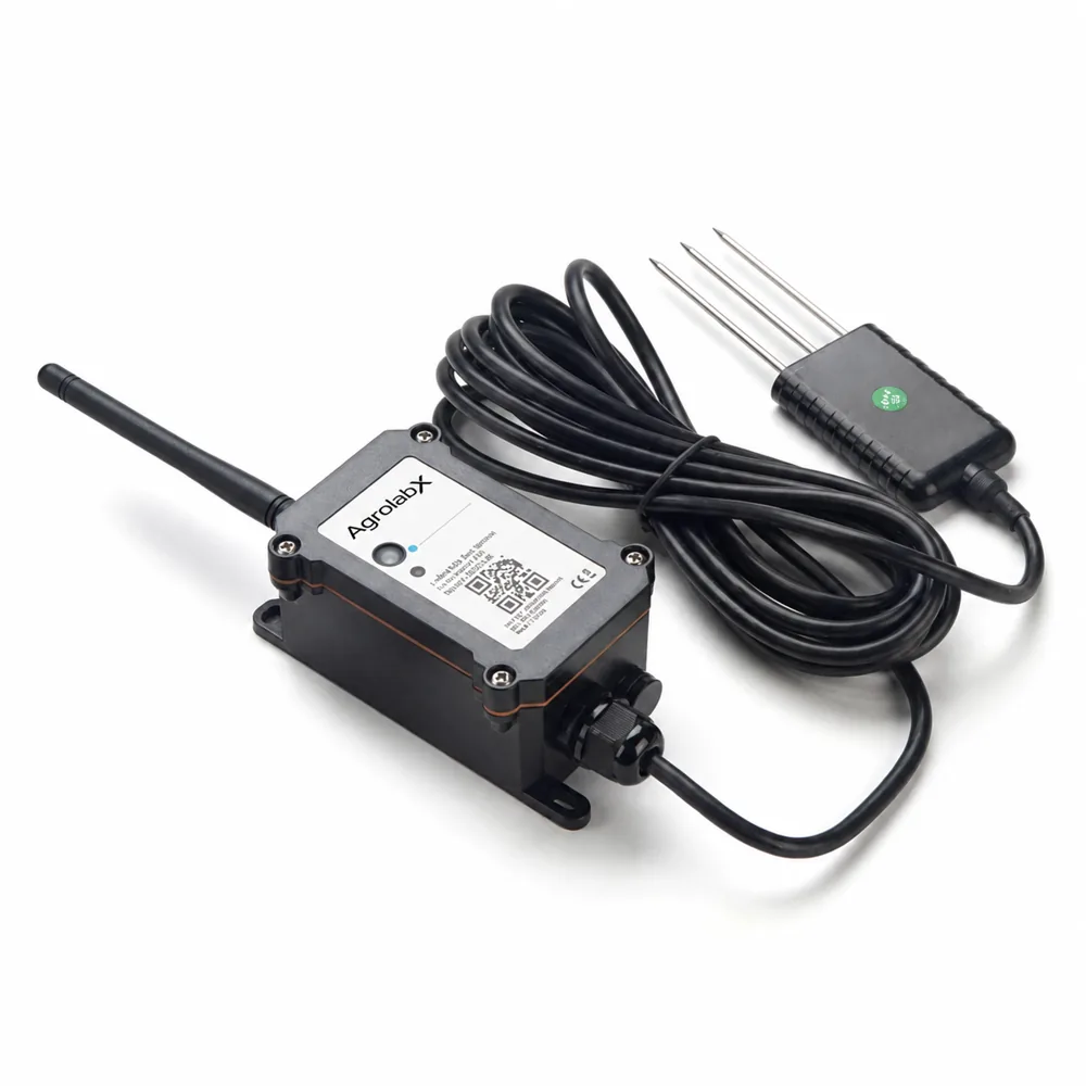 Sensor de suelo con sonda, cable y unidad de comunicación